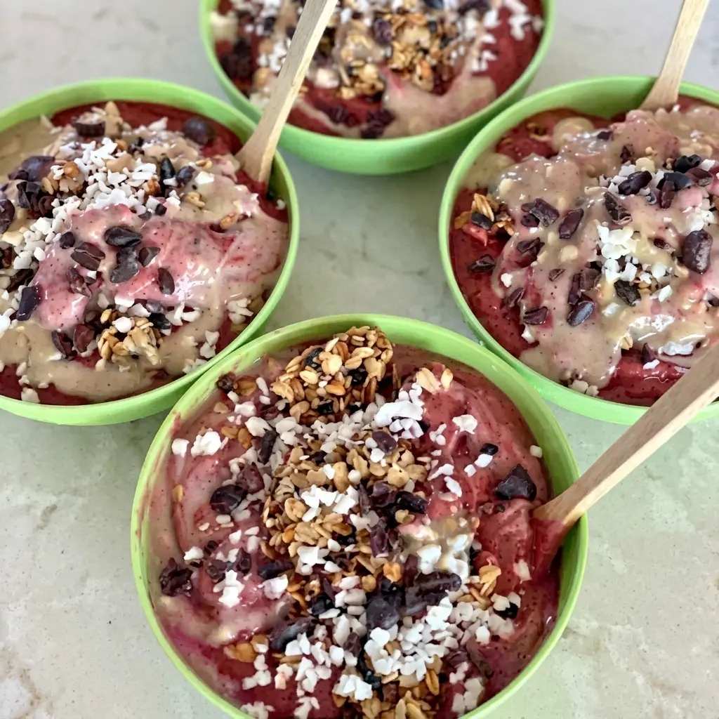 berry smoothie bowl granola cacao