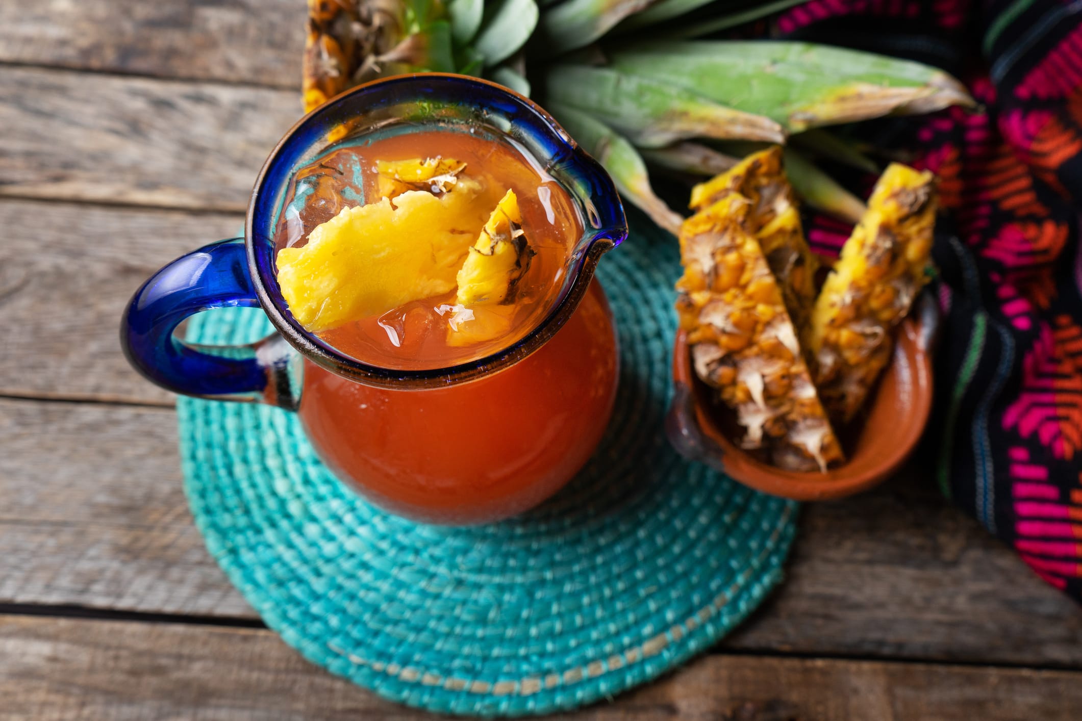 mexican fermented beverage called tepache made with pineapple and cinnamon
