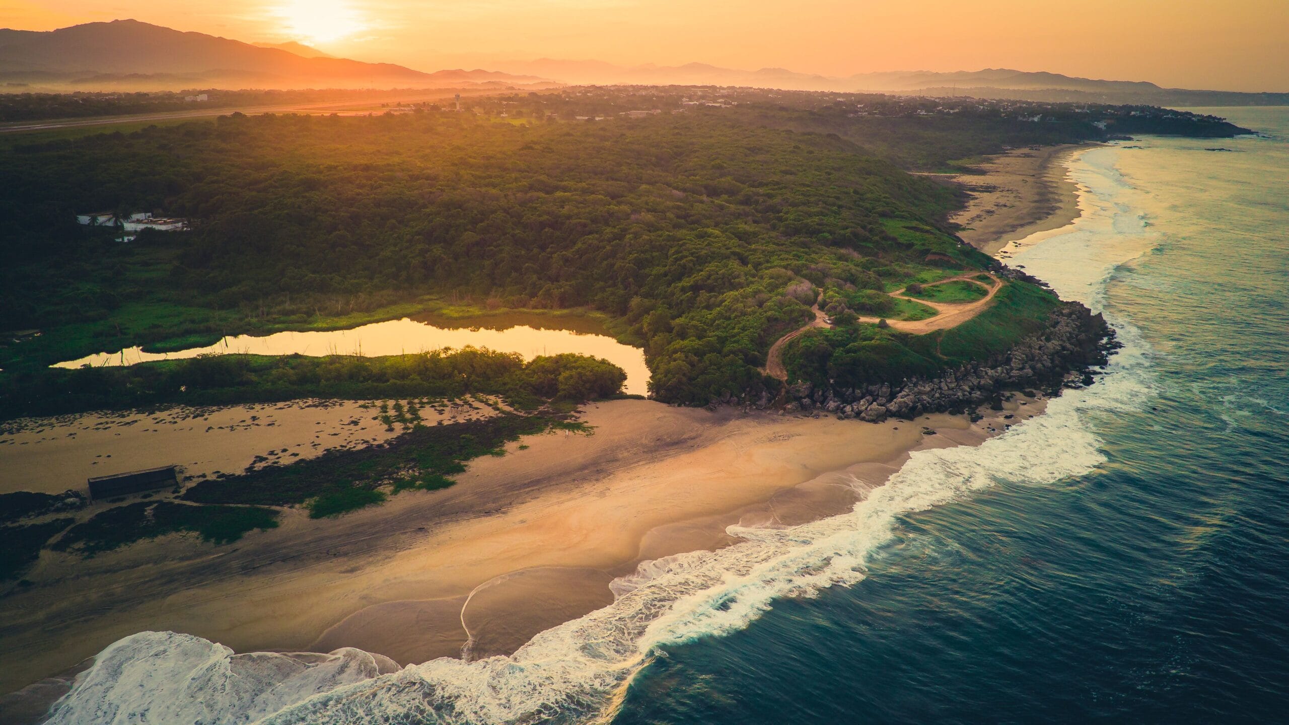 aerial view of puerto escondido oaxaca beach, mexico