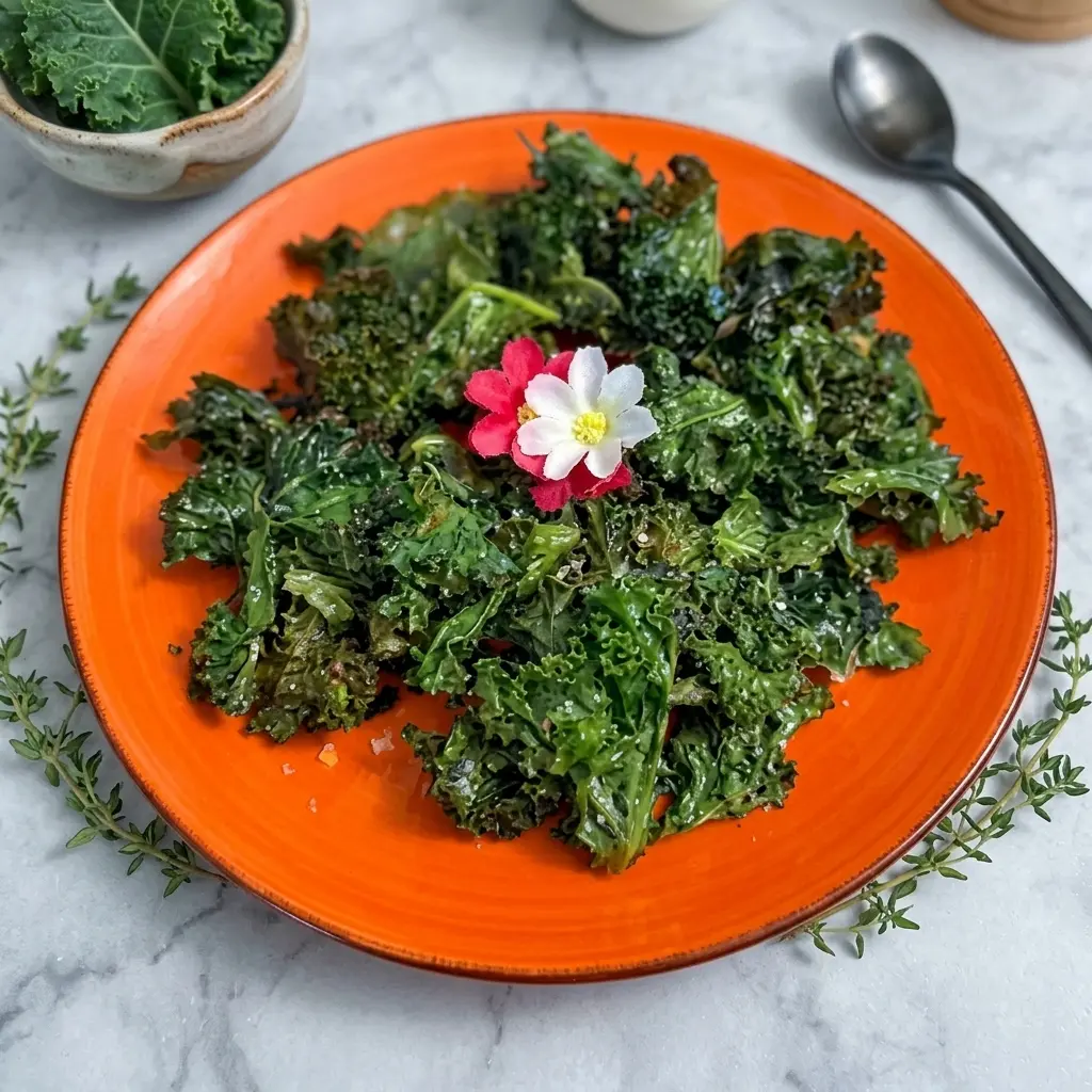 kale chips with a sprinkle of see salt