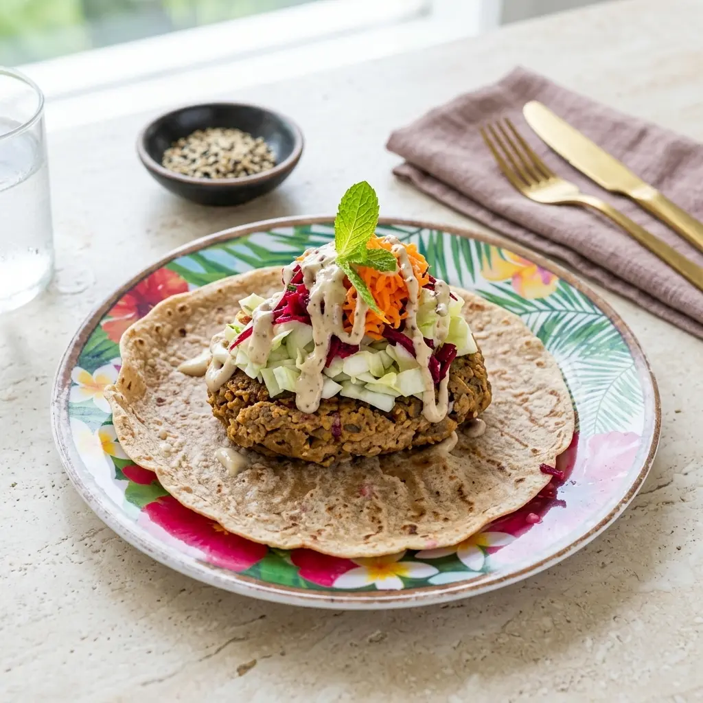 lentil burger tahini dressing