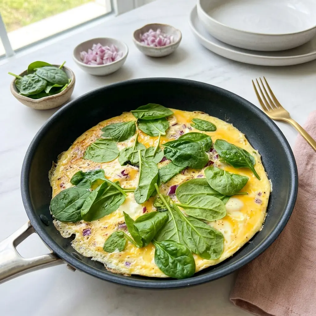 spinach onion mushroom omelette