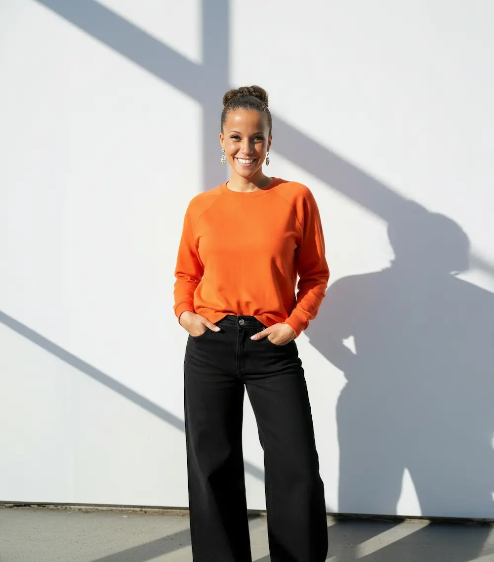 tara lee orange sweater