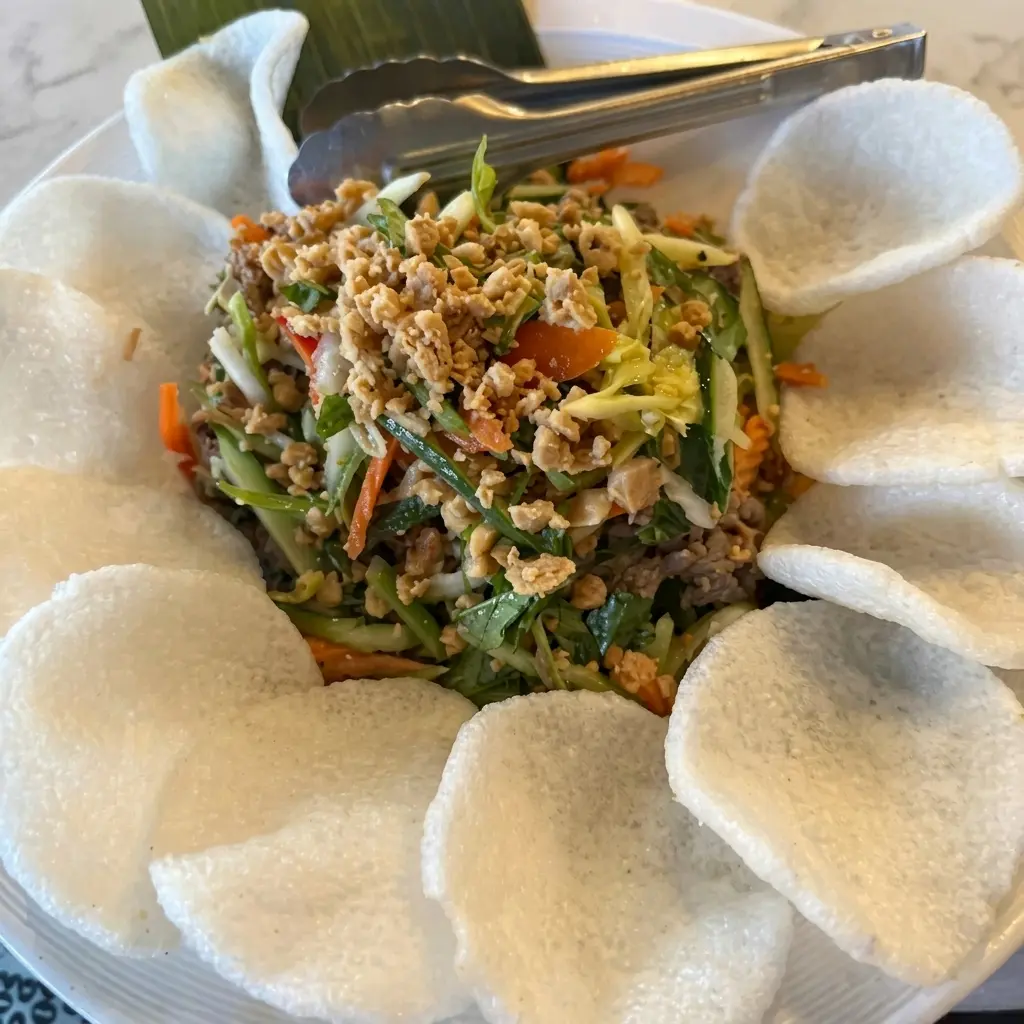 vegetable pad thai with grass fed beef